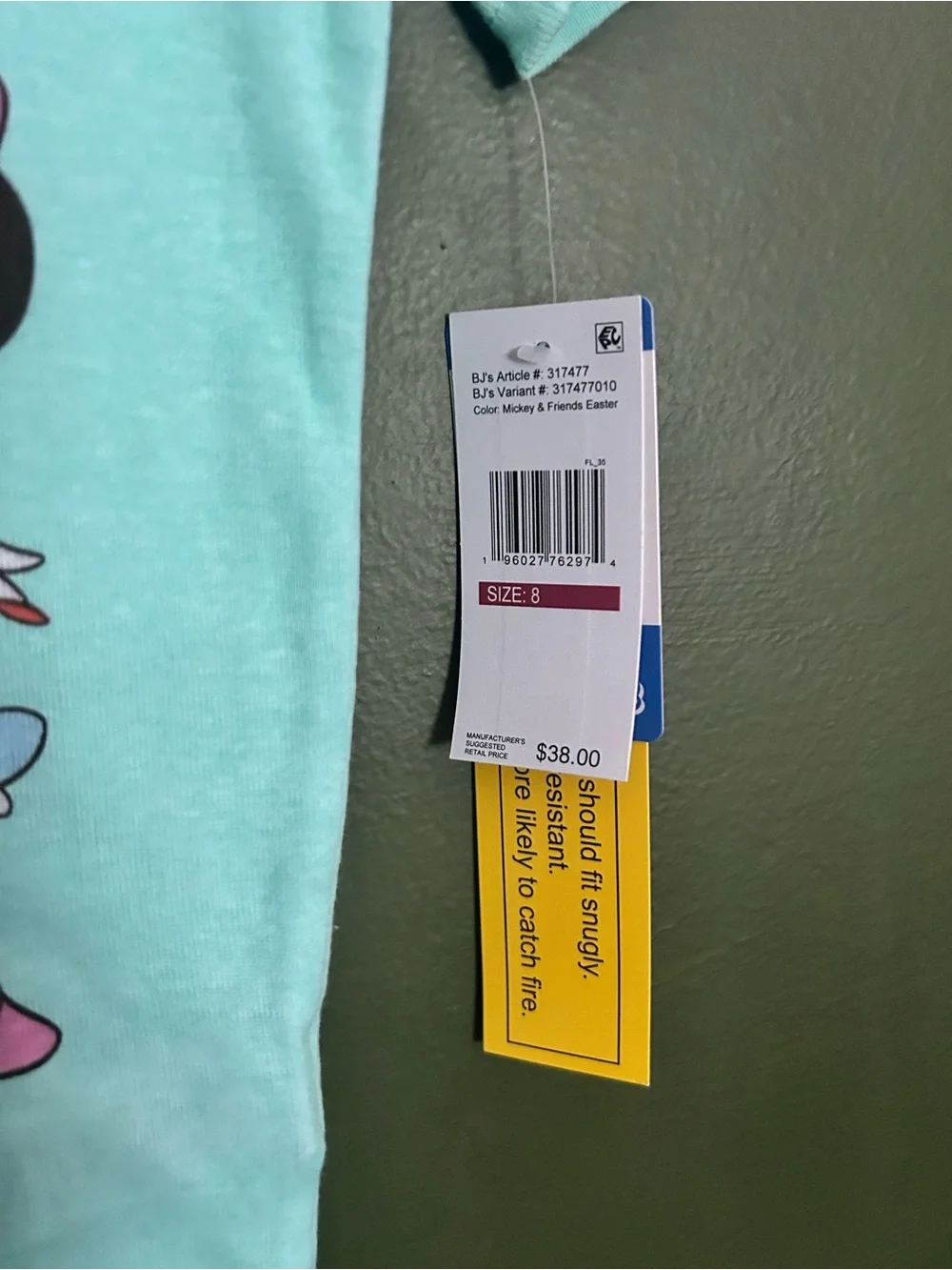 Size 8 Brand New With Tags Mickey Mouse Clubhouse Easter Kids Pajamas